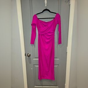 Naked Wardrobe Elegant Pink Off-Shoulder Dress